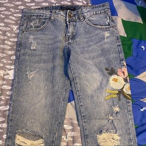 light washed slightly distressed jeans